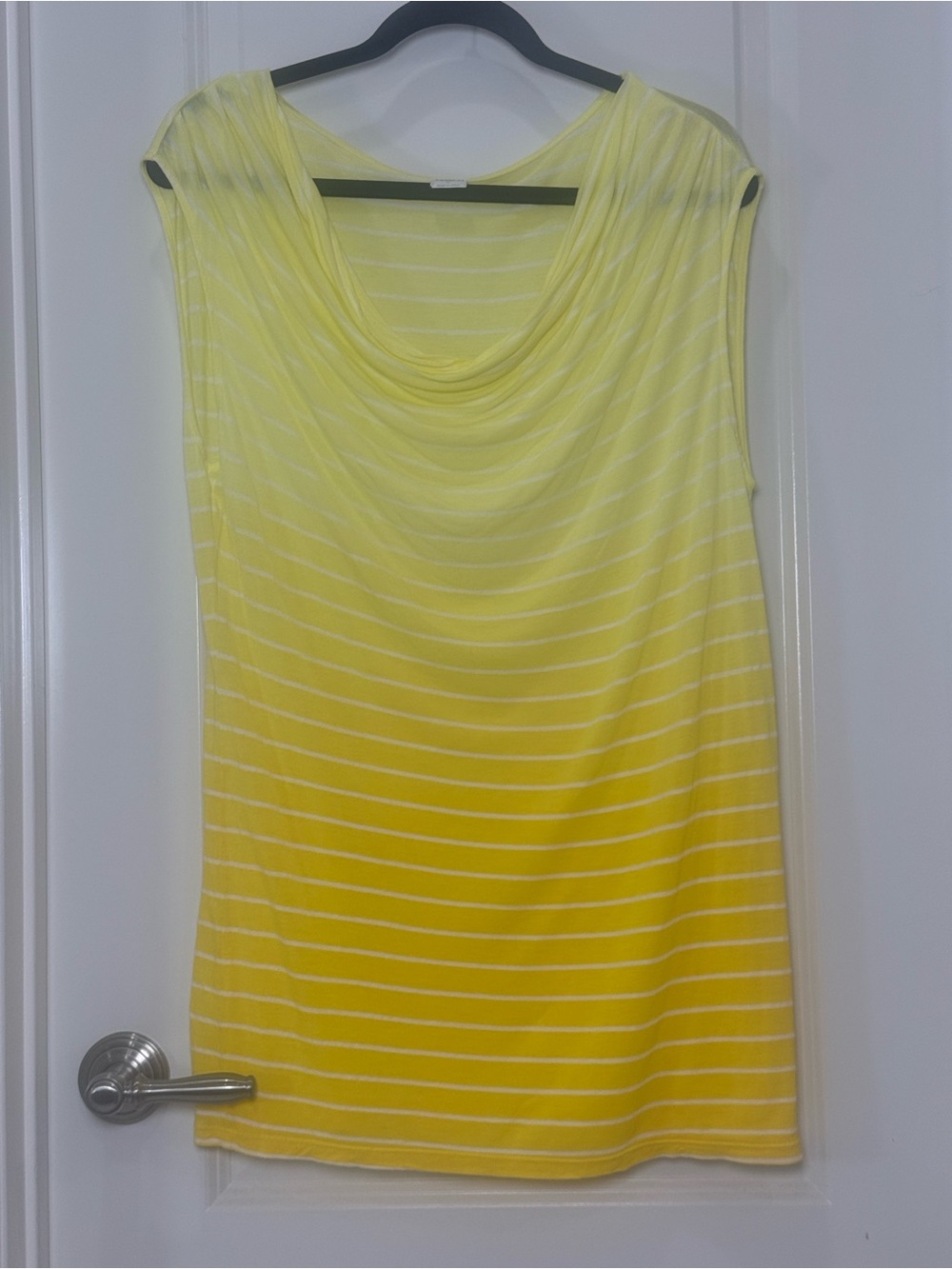 INC International Concepts Beach Yellow Ombre Striped Cowl Neck Swim Coverup Top